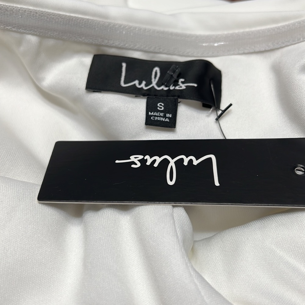 Lulu's White One Shoulder Side Pleated Side Slit Dress Sz S NWT - Picture 4 of 12